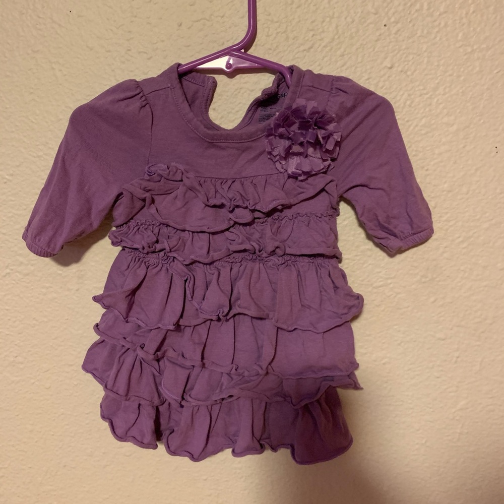 Purple baby gap 0/3 mo dress with ruffles